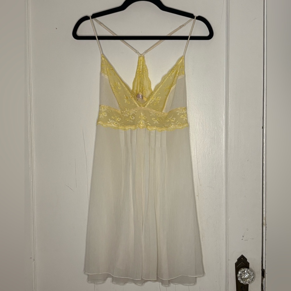 Victoria's Secret Cream and Yellow Lace Chemise - Picture 2 of 8